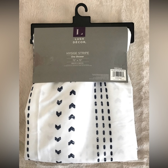 Lush Decor Shower Curtain Navy and White 72” x 72” - Picture 4 of 5